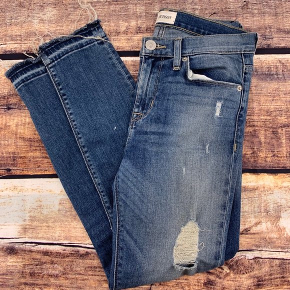 Hudson Denim - Hudson Women Nico Mid Rise Skinny Crop Jeans Size 26 Light Wash Distressed